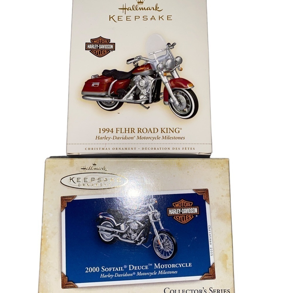 Hallmark Harley Davidson motorcycle keepsake Christmas ornaments lot of 2